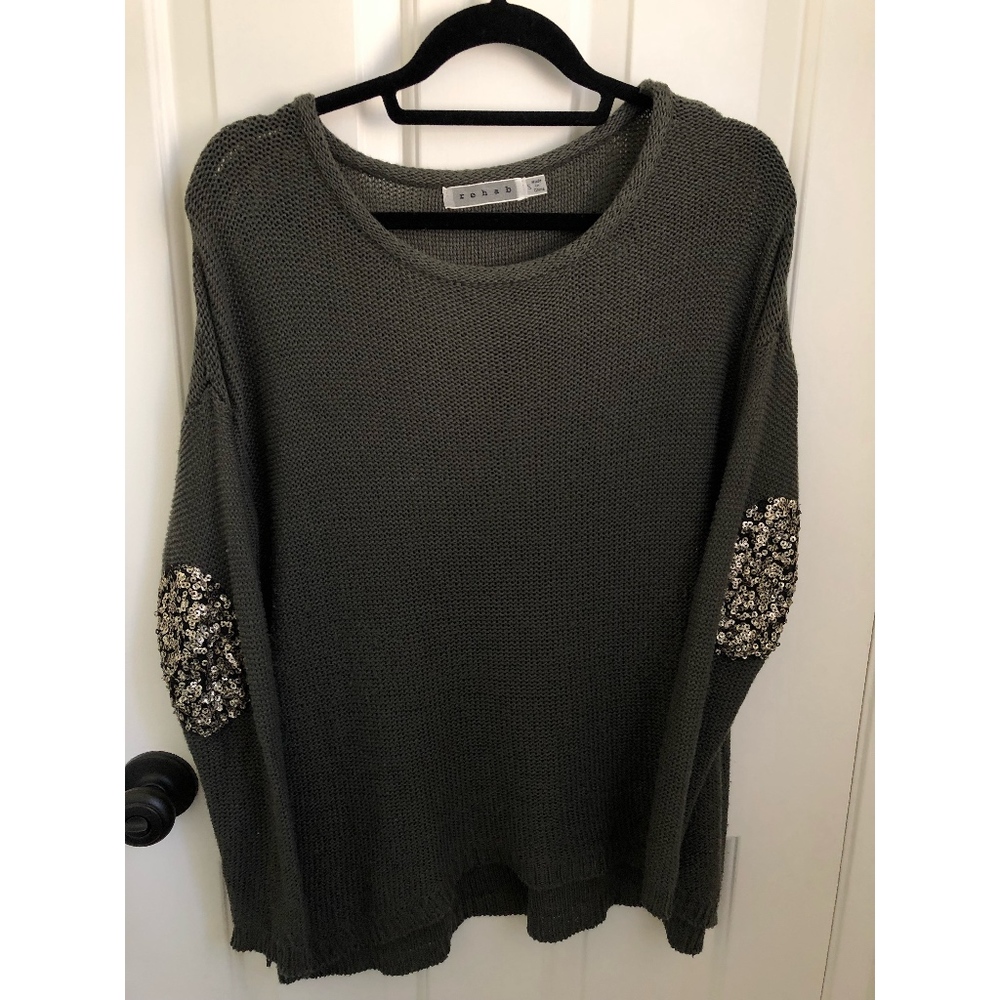 Rehab Green Sequin Arm Sweater